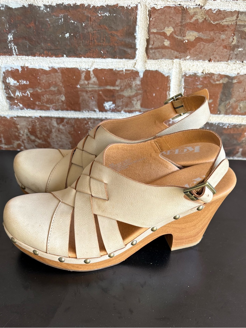 Korks by Kork-Ease Wynne Vegan Leather Tan Slingback Comfort Clogs Size 8 - Picture 4 of 14